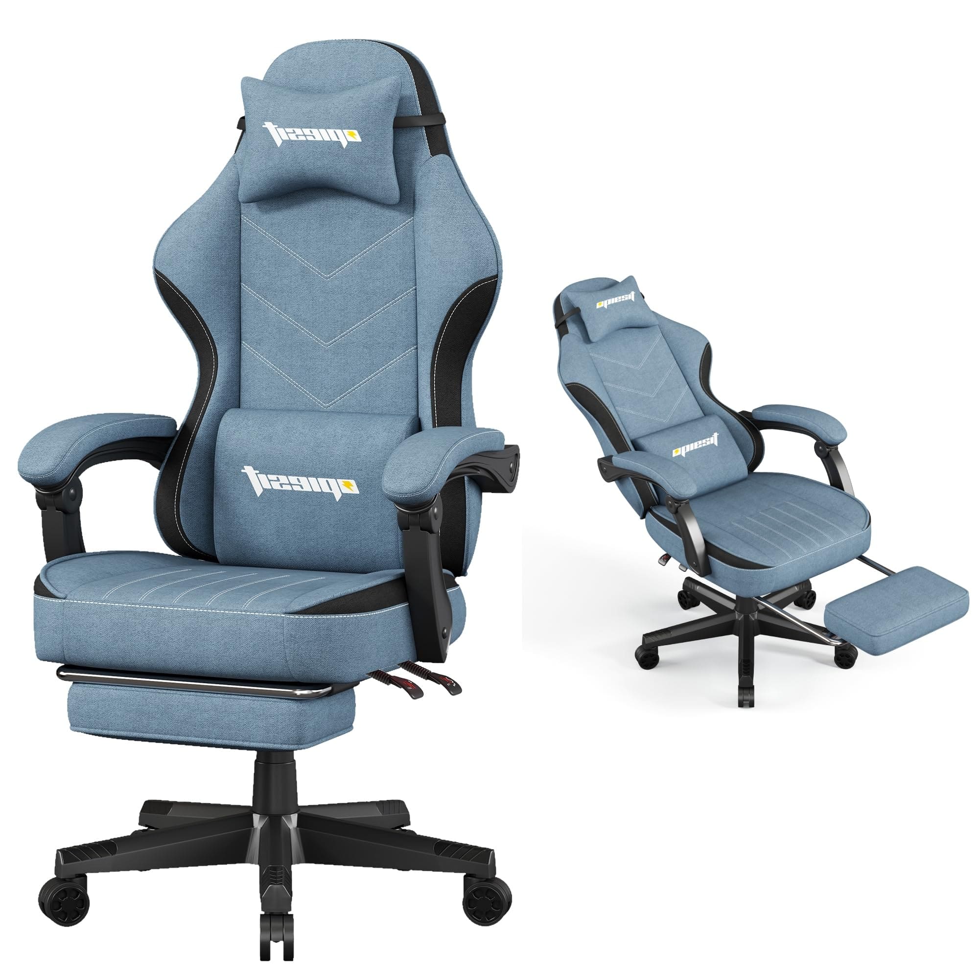 Hirose Alice - Gaming Chair,Fabric Computer Chair with Pocket Spring Cushion, Load Capacity,Ergonomic Office Chair with Fo - Blue