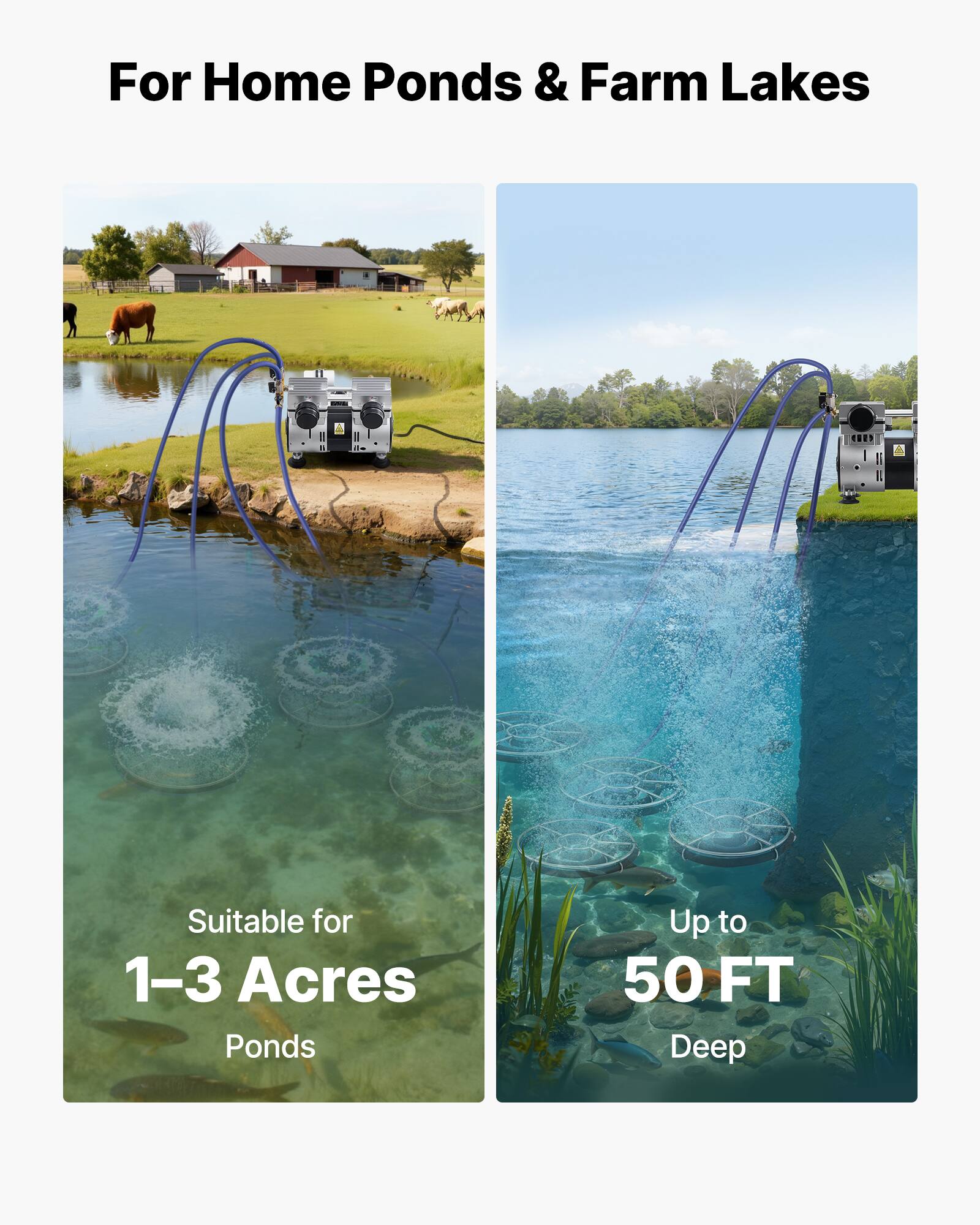 For Home Ponds & Farm Lakes

Suitable for 1-3 Acres Ponds

Up to 50 FT Deep