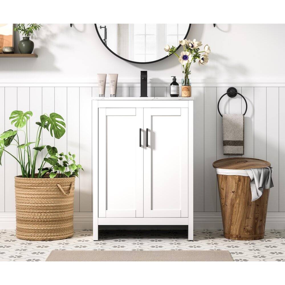 Alt View 7. Elegant Kitchen and Bath - Finnley 24 Inch Single Bathroom Vanity In White - White.