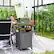 Alt View 1. Outsunny - Grill Cart with Stainless Steel Top, Solid Wood Outdoor Kitchen Island with Wheels, Integrated Hole - Dark Gray.
