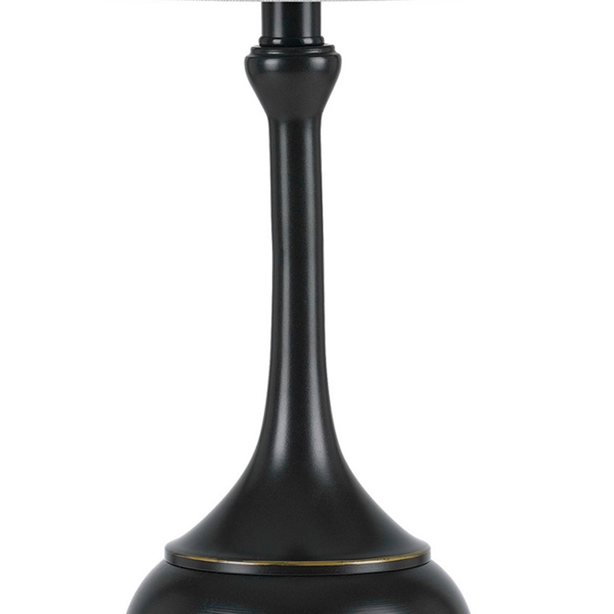Left. Manhattan Lane - Elongated Bellied Shape Metal Accent Lamp with Drum Shade - Black.