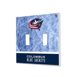Keyscaper - Columbus Blue Jackets Wordmark Double Toggle Lightswitch Plate - Multicolor