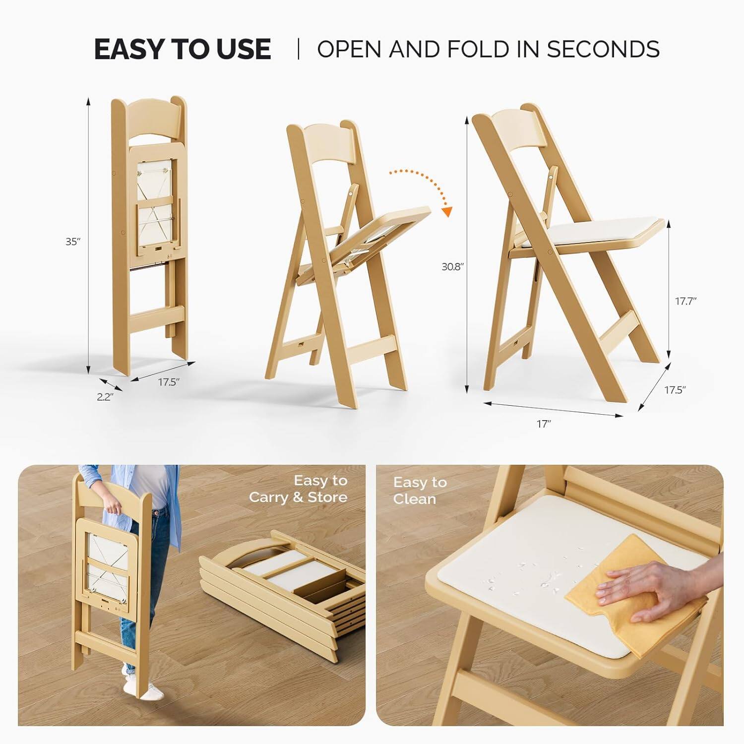 EASY TO USE  
OPEN AND FOLD IN SECONDS

35"  
30.8"  
17.7"  
22"  
17.5"  
17.5"  
17"

Easy to Carry & Store  
Easy to Clean