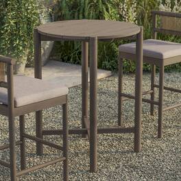 Eleni Round 35 Inch Outdoor Teak Wood Round Bar Table by Modway - Weathered Gray Teak