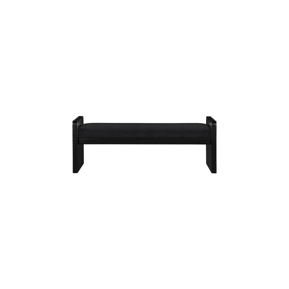 Alt View 2. Meridian Furniture - Sonia Black Velour Fur Fabric Bench - Black.