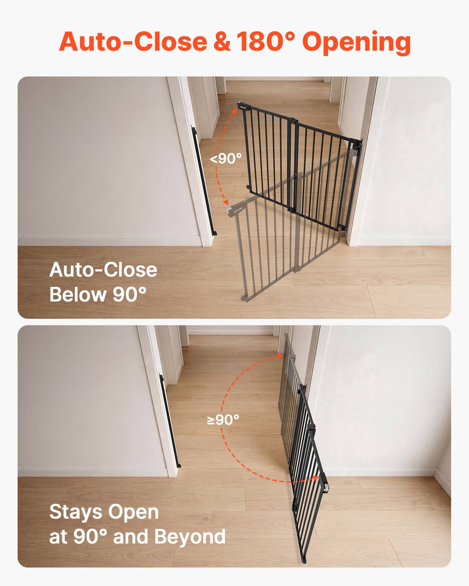 Auto-Close & 180° Opening

Auto-Close Below 90°

Stays Open at 90° and Beyond