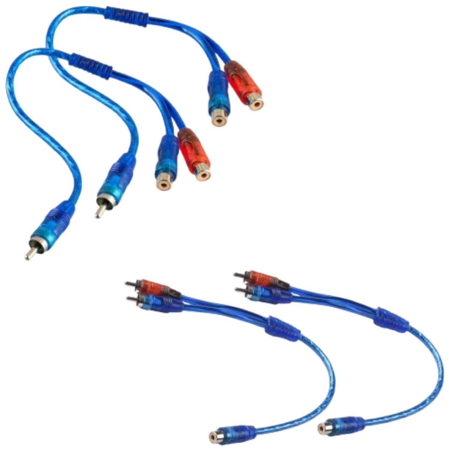 Home Collection - RCA Y Splitter Audio Jack Cable Adapter 4 Pack – 2 × 1 Male to 2 Female & 2 × 1 Female to 2 Male Stereo Audio Cables