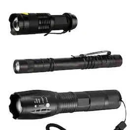 Home Collection - 3 Pack Tactical 18650 Flashlight – High Powered Zoomable Aluminum LED Torch with 5 Light Modes