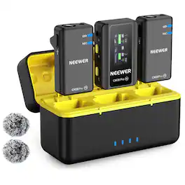 Neewer - CM28 PRO Wireless Lavalier Mic System - with Charging Case & Noise Canceling for iPhone/Android
