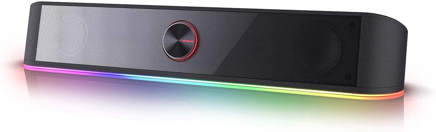 REDRAGON - GS560 RGB Desktop Soundbar, 2.0 Channel Computer Speaker with Dynamic Lighting Bar Audio-Light Sync/Display, Touch-Contr - Black