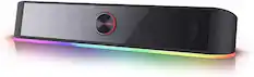 Front. REDRAGON - GS560 RGB Desktop Soundbar, 2.0 Channel Computer Speaker with Dynamic Lighting Bar Audio-Light Sync/Display, Touch-Contr - Black.