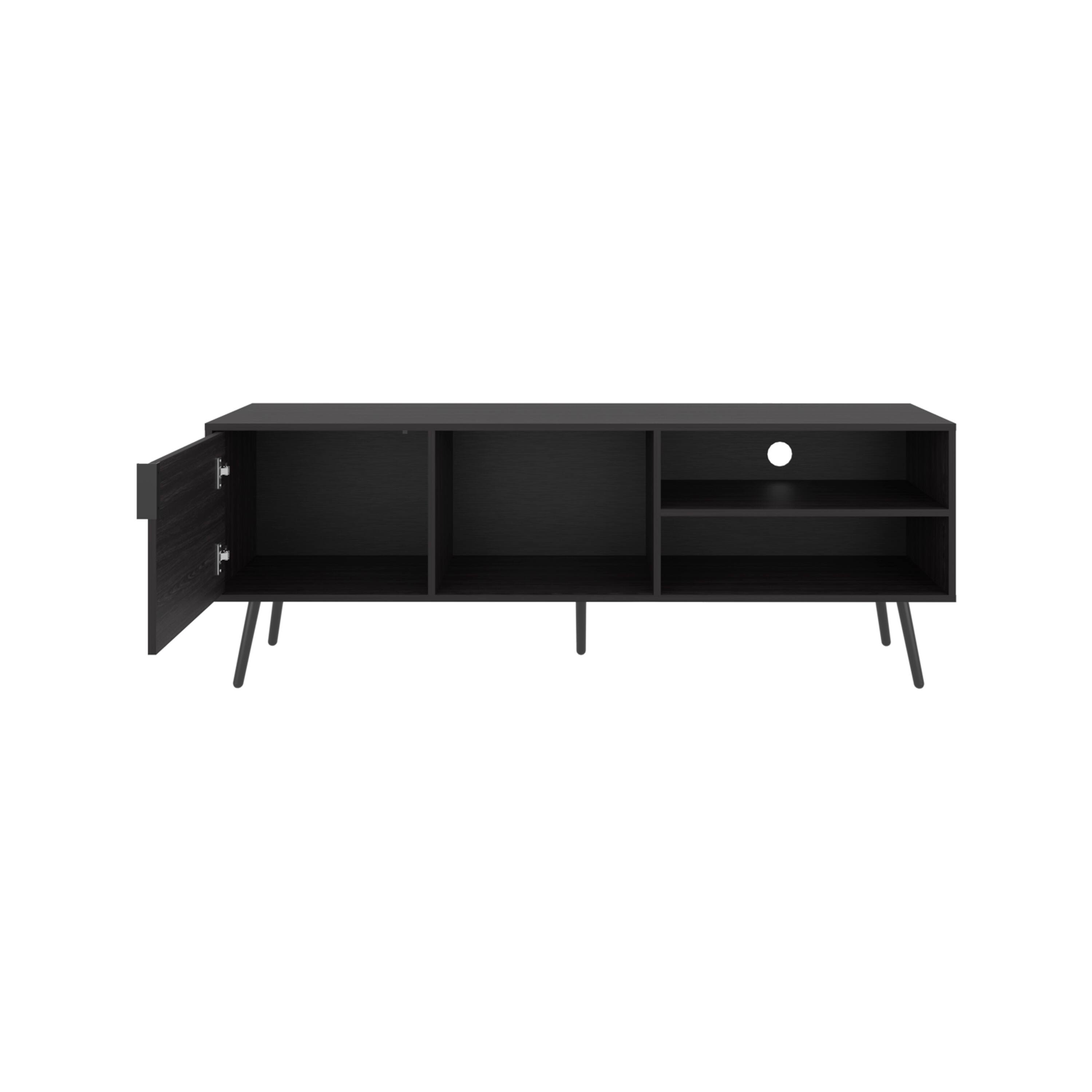 Alt View 1. Spaco - Spaco Modern TV Stand for 60-70 Inch TVs with 1 Door 3 Open Shelves Console, Compact Media Storage for Small Spaces - Black.