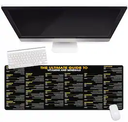 Designfullprint - Vitamin & Nutrition Cheat Sheet Mouse Pad – Health Reference Desk Mat for Dietitians & Fitness Trainers - Multicolor