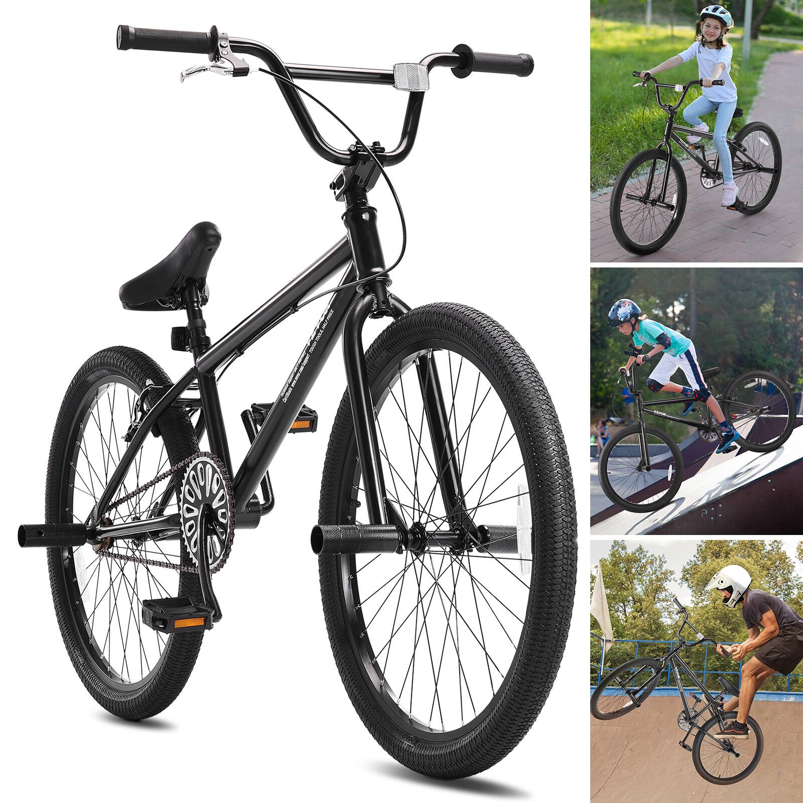 VEVOR BMX Bike, 24 Inch Wheel Freestyle Bike, BMX Race Bike with 4