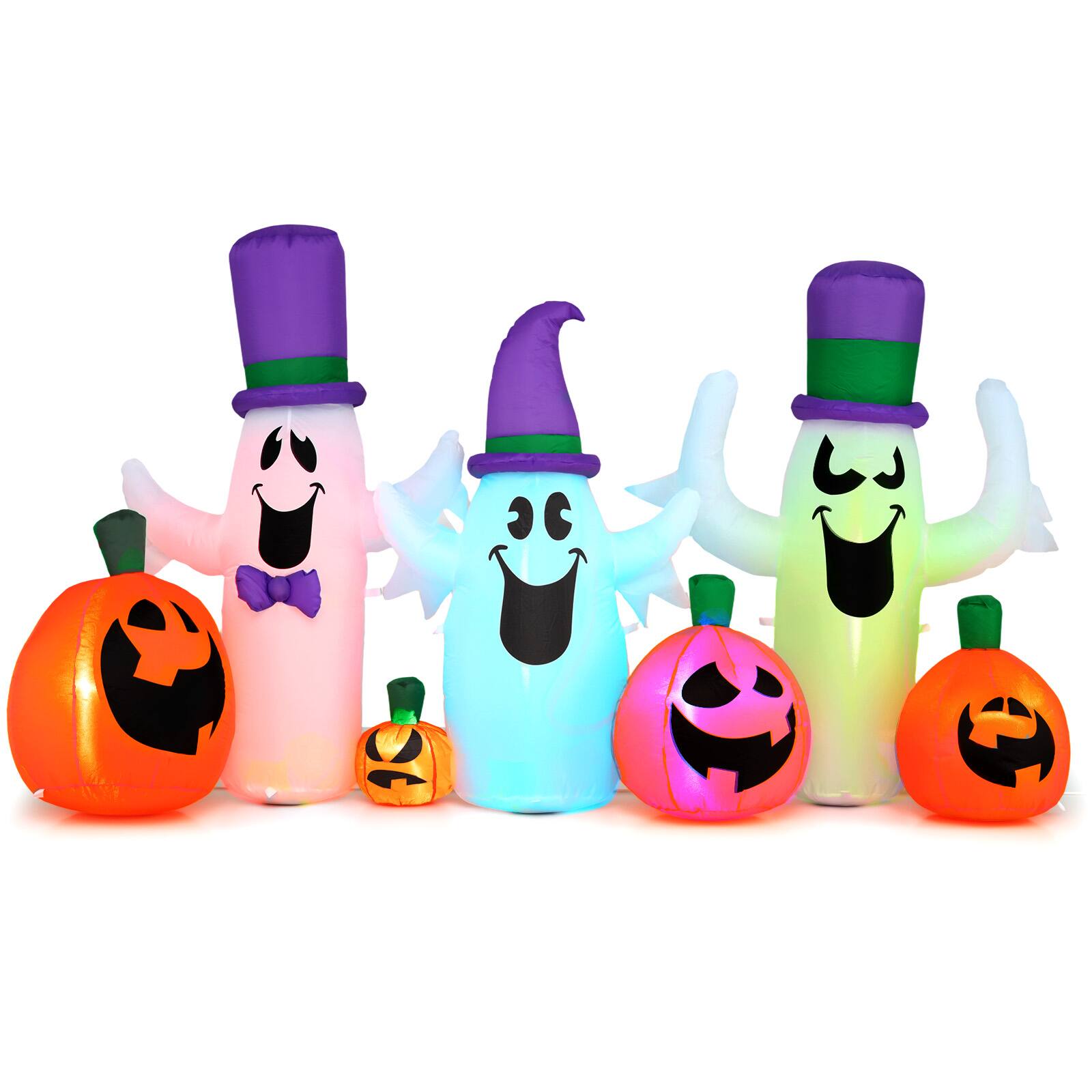 Alt View 1. Costway - Costway 8 FT Halloween Outdoor Inflatables with Built-in RGB LED Lights for Holiday Party - MultiColor.