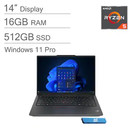 14" Display
16GB RAM
512GB SSD
Windows 11 Pro
AMD Ryzen 5