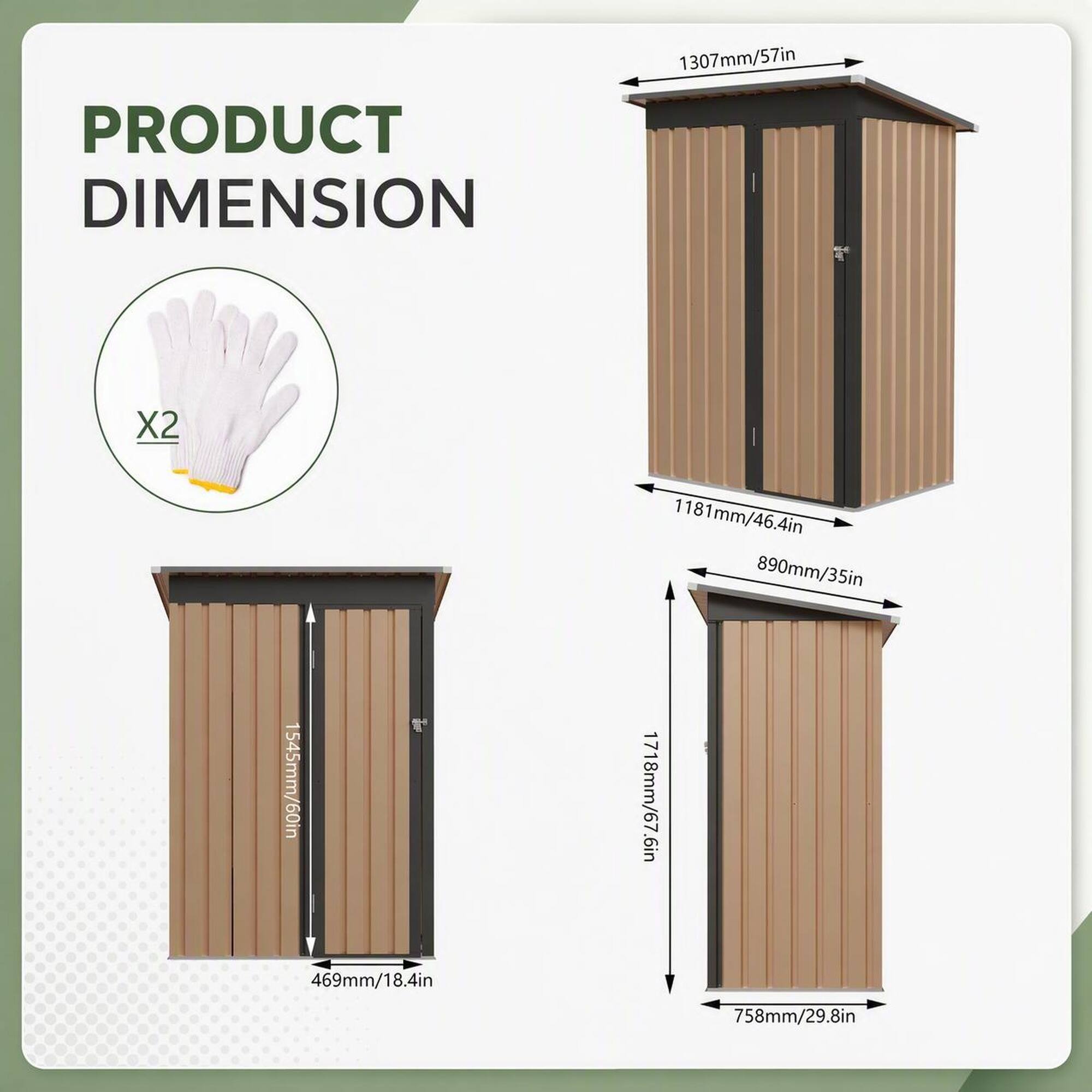 PRODUCT DIMENSION  
1307mm/57in  
X2  
1545mm/60in  
469mm/18.4in  
1181mm/46.4in  
890mm/35in  
1718mm/67.6in  
758mm/29.8in