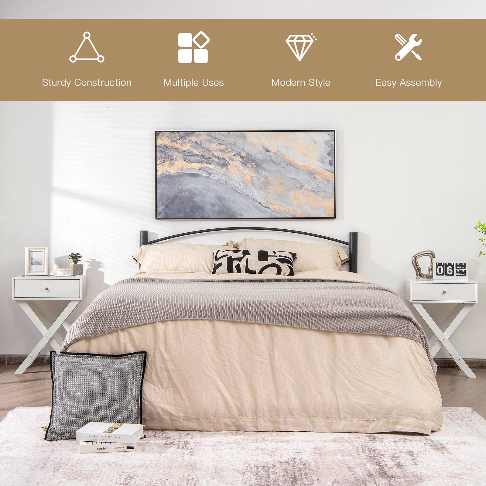 Sturdy Construction  
Multiple Uses  
Modern Style  
Easy Assembly