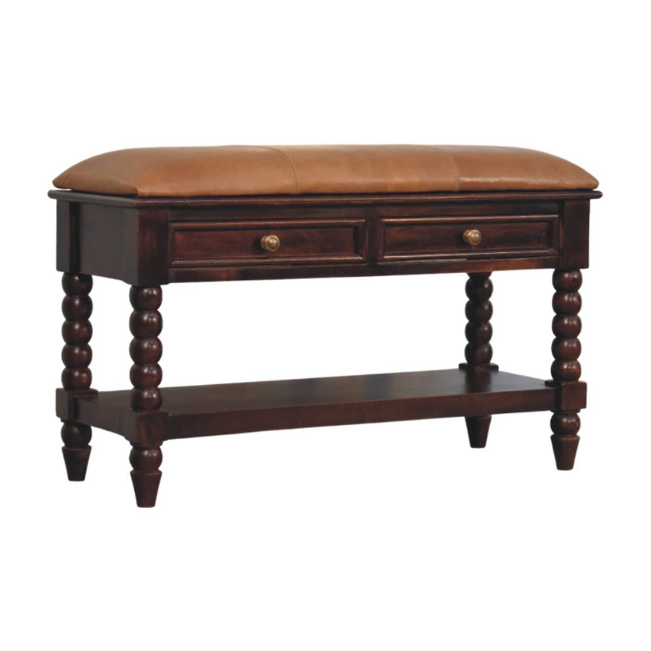Left. Artisan Furniture - Artisan Furniture Solid Wood Barclay Storage Bench, Brown, 2 Drawers - Brown.