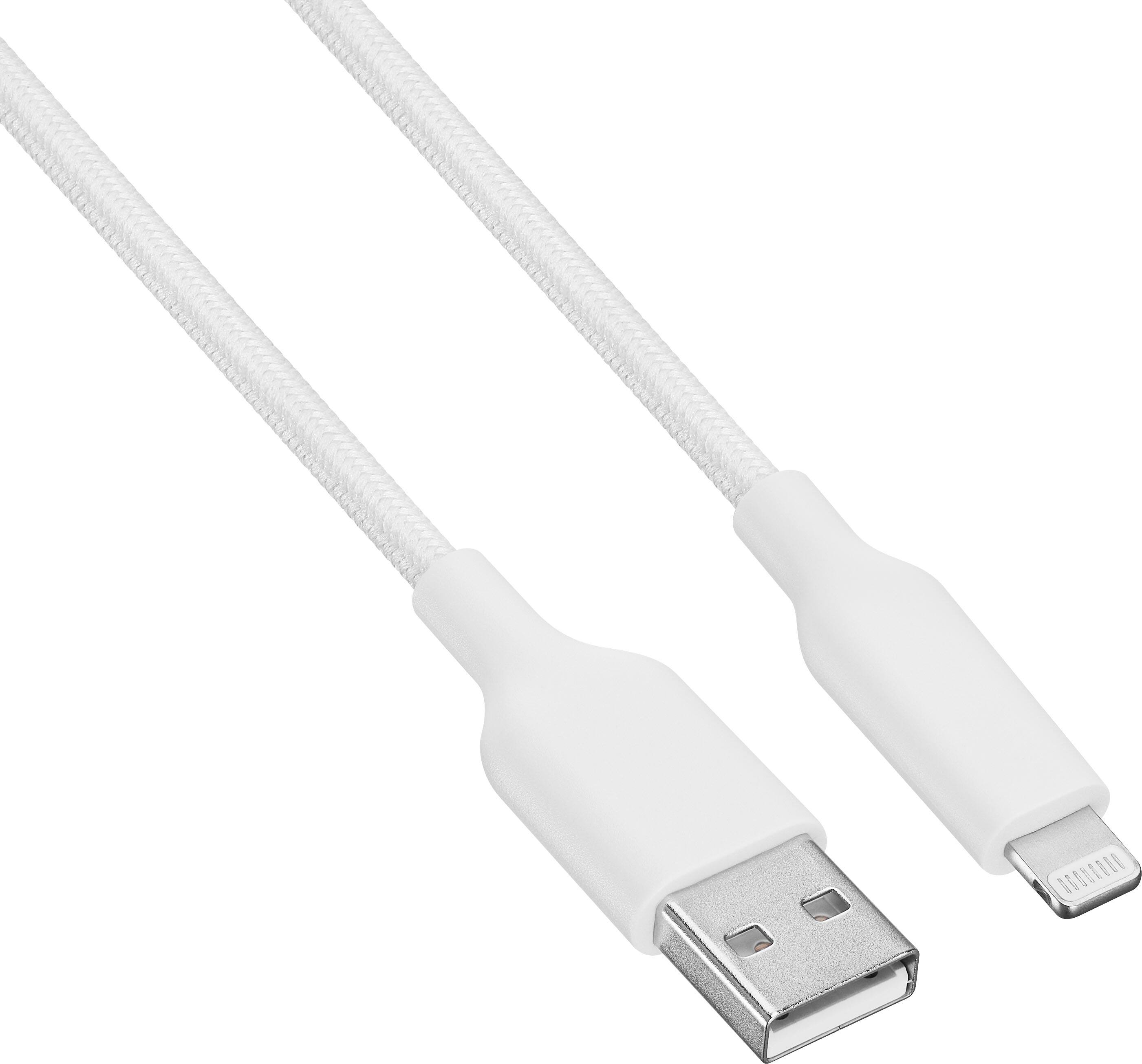 Alt View 7. Best Buy essentials™ - 10’ Lightning to USB Braided Charge-and-Sync Cable - White.