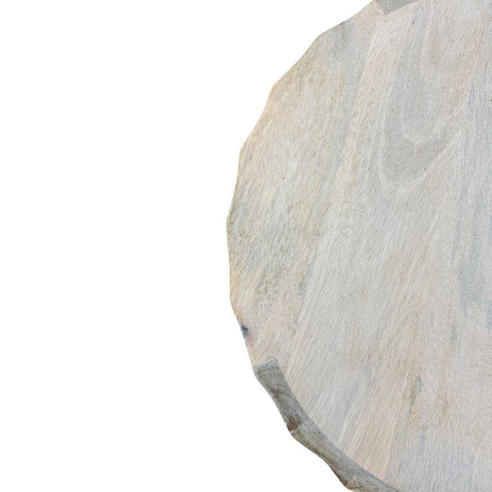 Back. Carolina Chair & Table - Harrison Groove 16"x 21" Round Scallop Accent Table with Drawers - Whitewash - Whitewash.