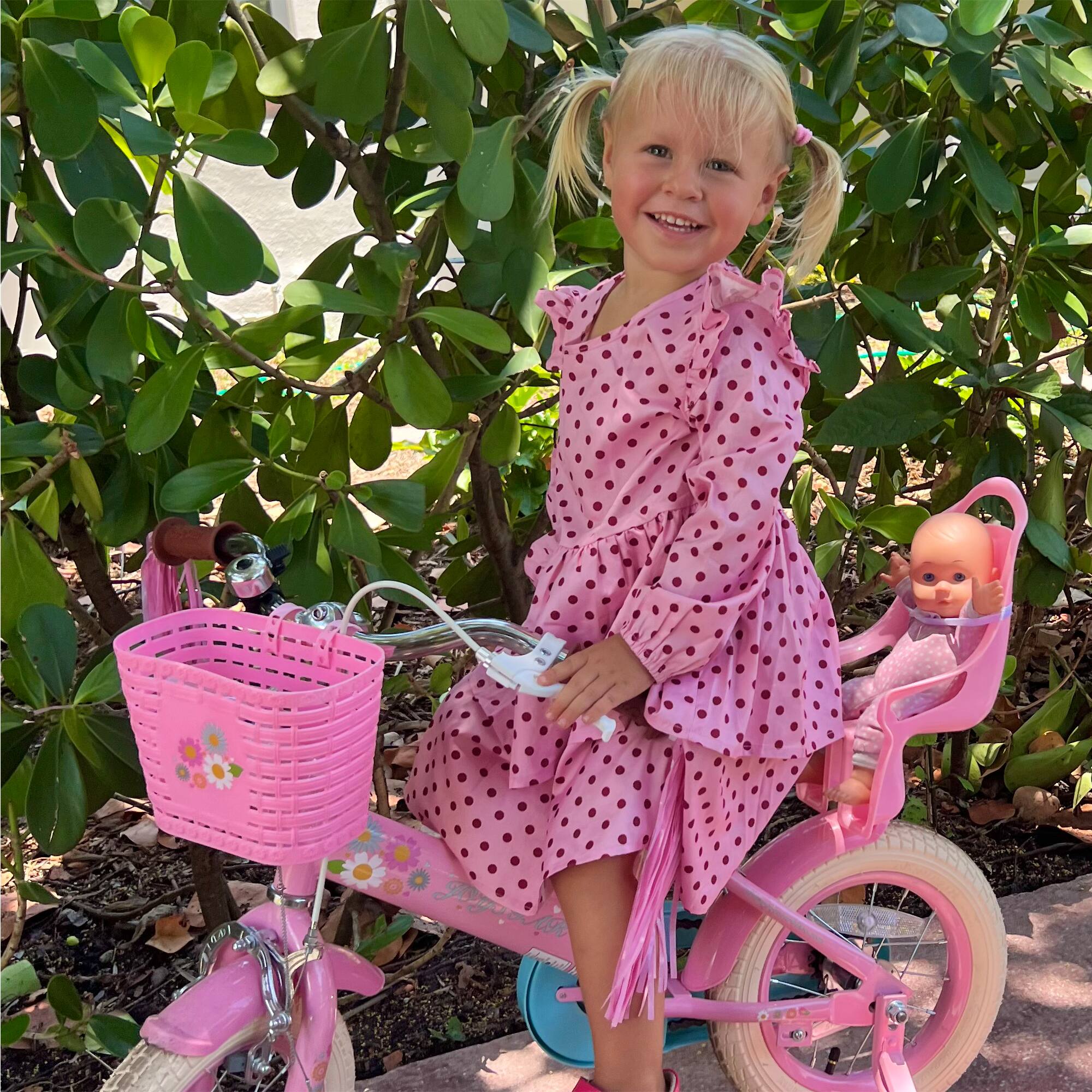 Left. JOYSTAR - Little Daisy 16" Kids Bike for Girls Boys Ages 4-7, Children's Bicycle with Doll Seat & Streamers, Pink - Pink.