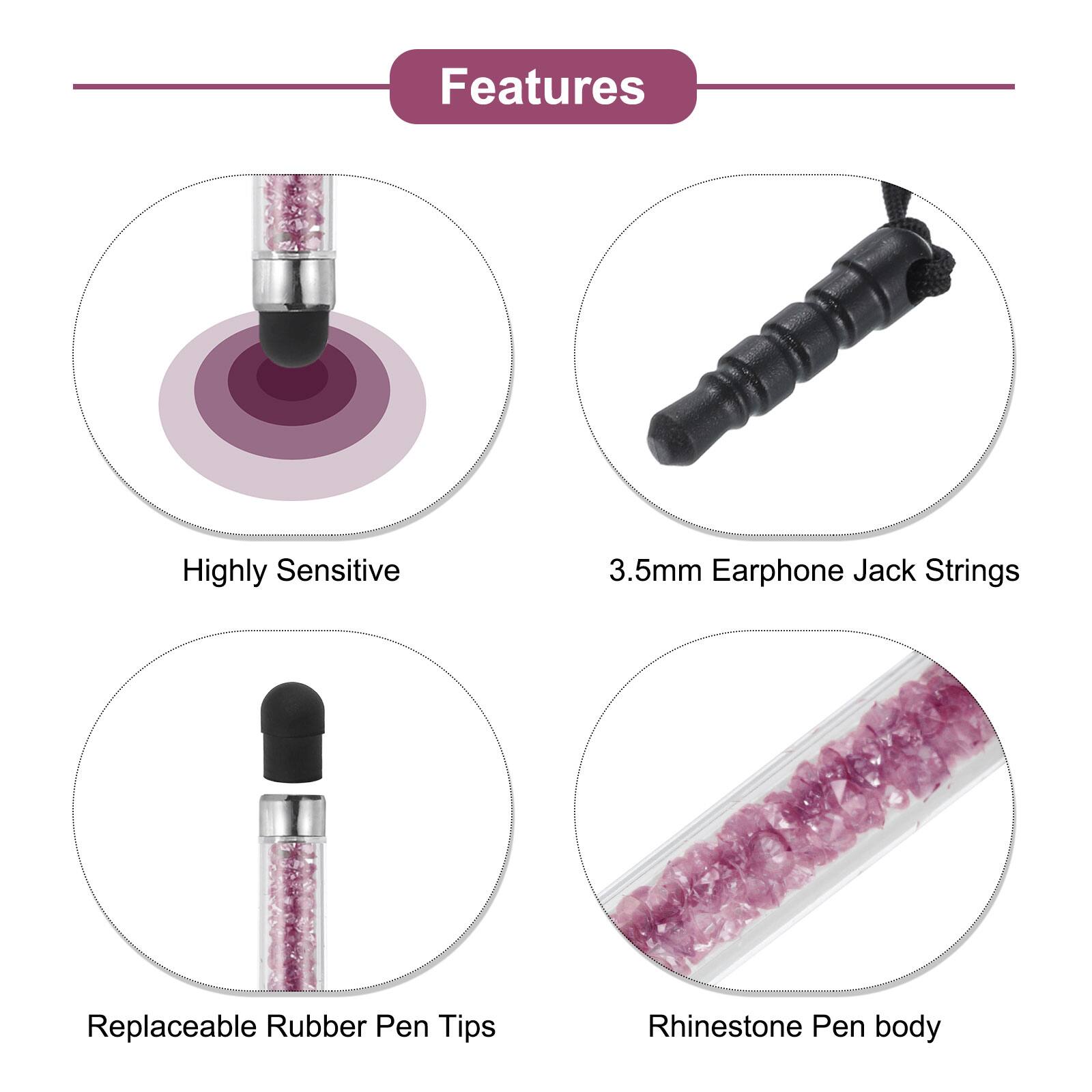 Features

- Highly Sensitive
- 3.5mm Earphone Jack Strings
- Replaceable Rubber Pen Tips
- Rhinestone Pen body