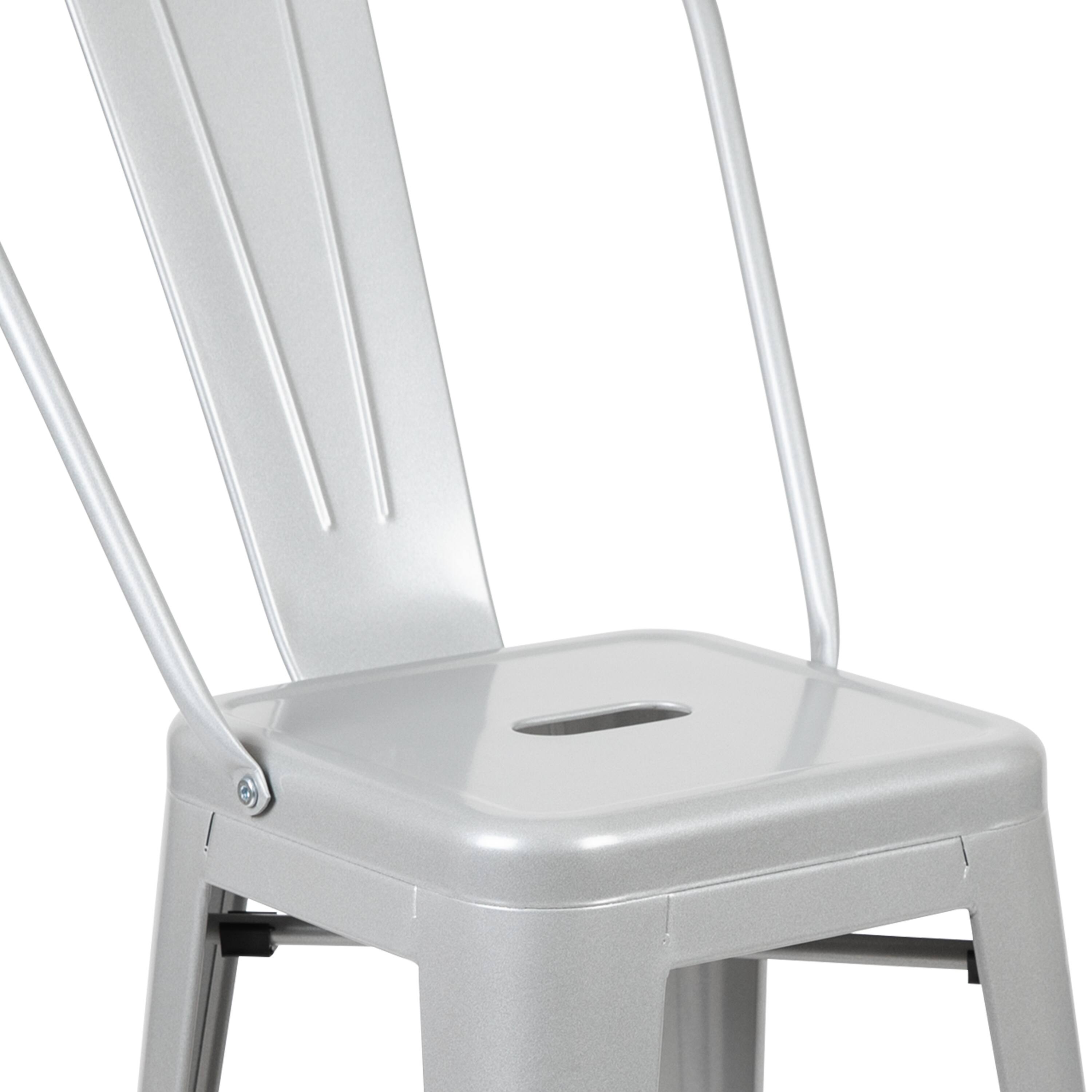 Alt View 9. Emma + Oliver - Commercial Grade 4 Pack 24" High Metal Indoor-Outdoor Counter Height Stool with Back - Silver.