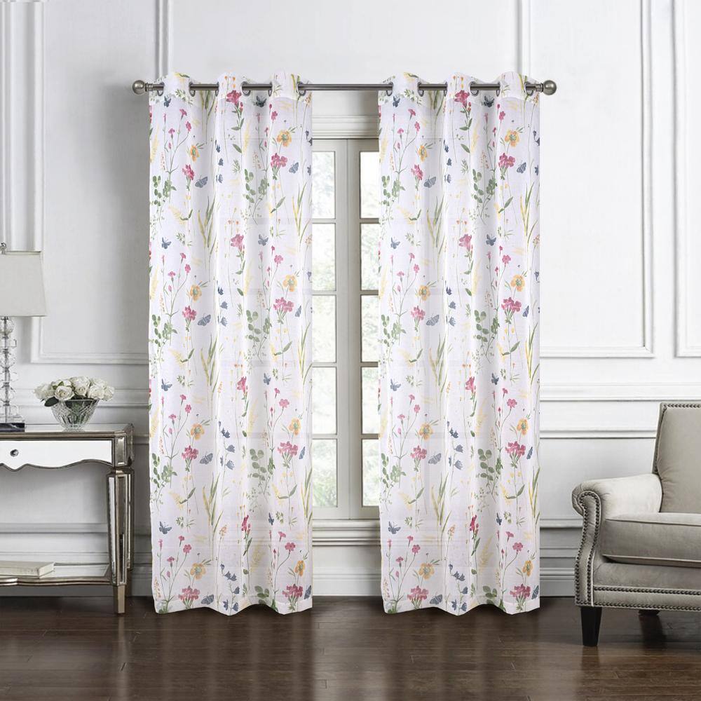 Angle. RT Designers Collection - RT Designers Collection Kelce Doily Grommet Light Filtering Window Curtains for Bedroom 54" x 90" Rose - Rose.