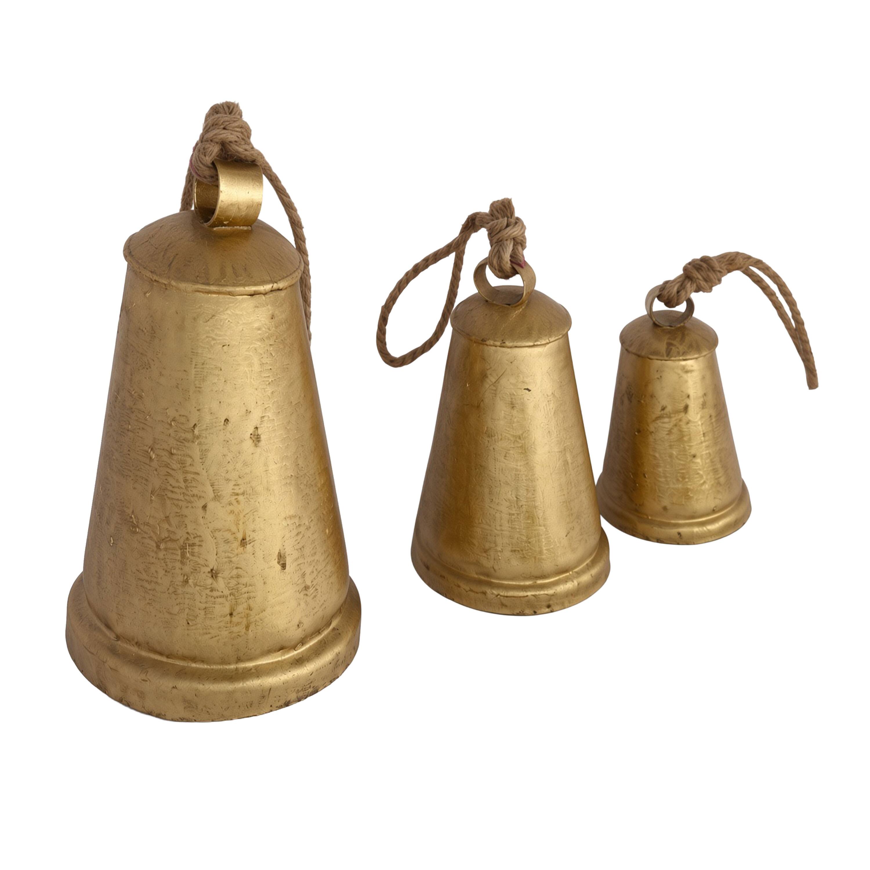 Manhattan Lane Loma Set of 3 Wall Hanging Bells, Natural Jute Rope ...