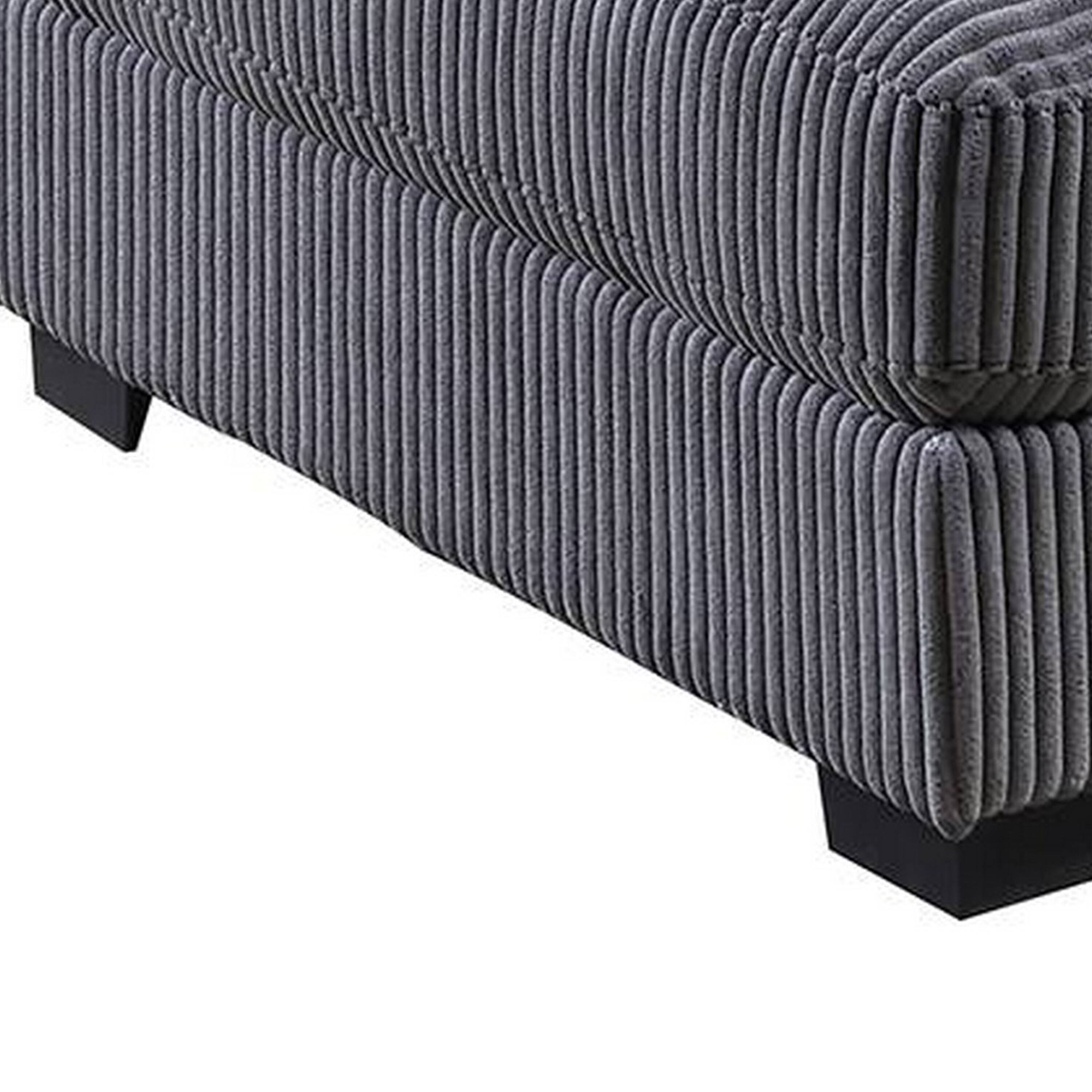 Alt View 3. Manhattan Lane - Joana Cocktail Ottoman, Dark Gray Wide Welt Corduroy Fabric, 37 Inch - Gray, Black.