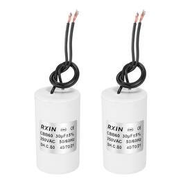 Unique Bargains - 2pcs 30uF CBB60 Running Capacitor, AC 250V Cylinder 2 Wire for Air Conditioner, Compressor, Washing Machine - White