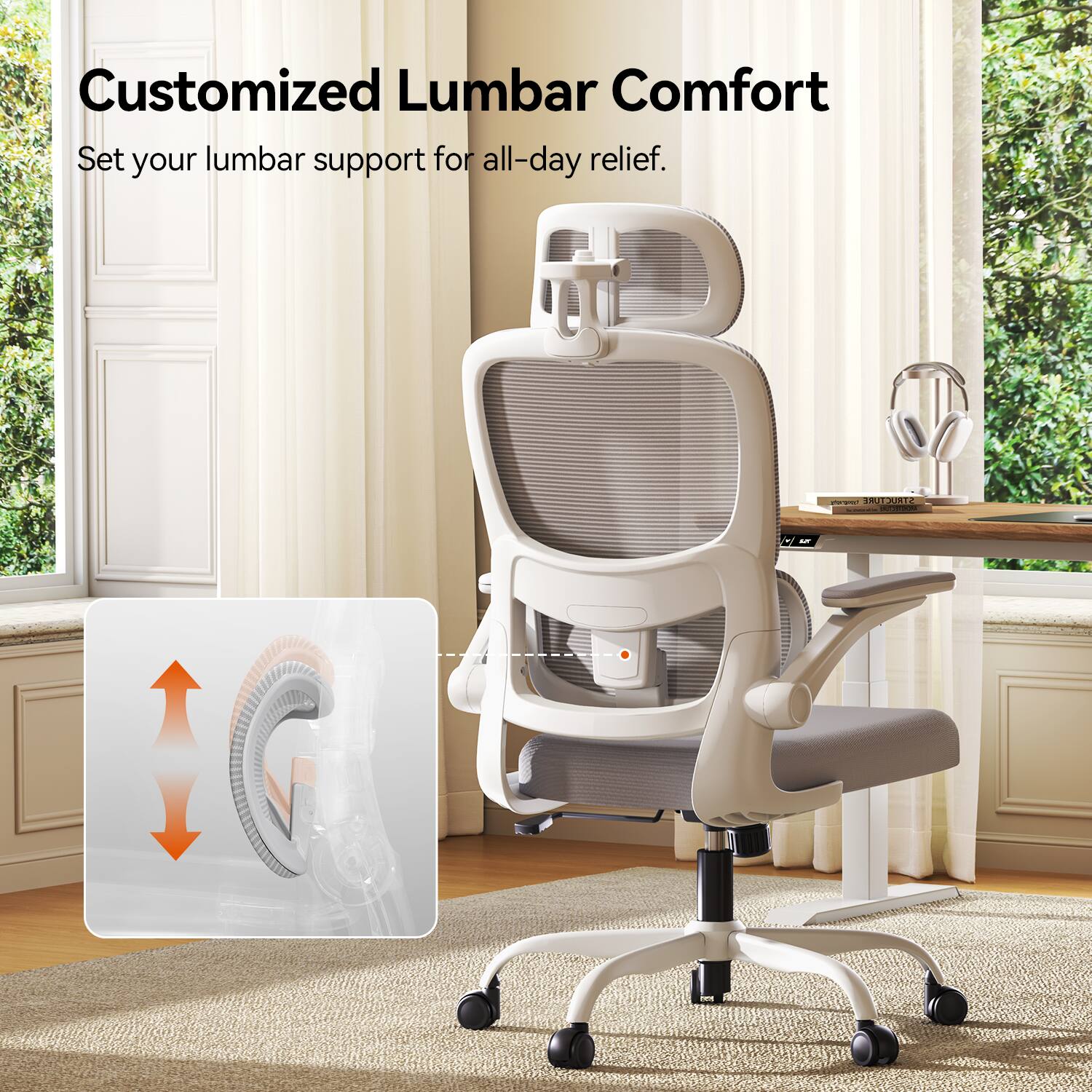 Customized Lumbar Comfort  
Set your lumbar support for all-day relief.
