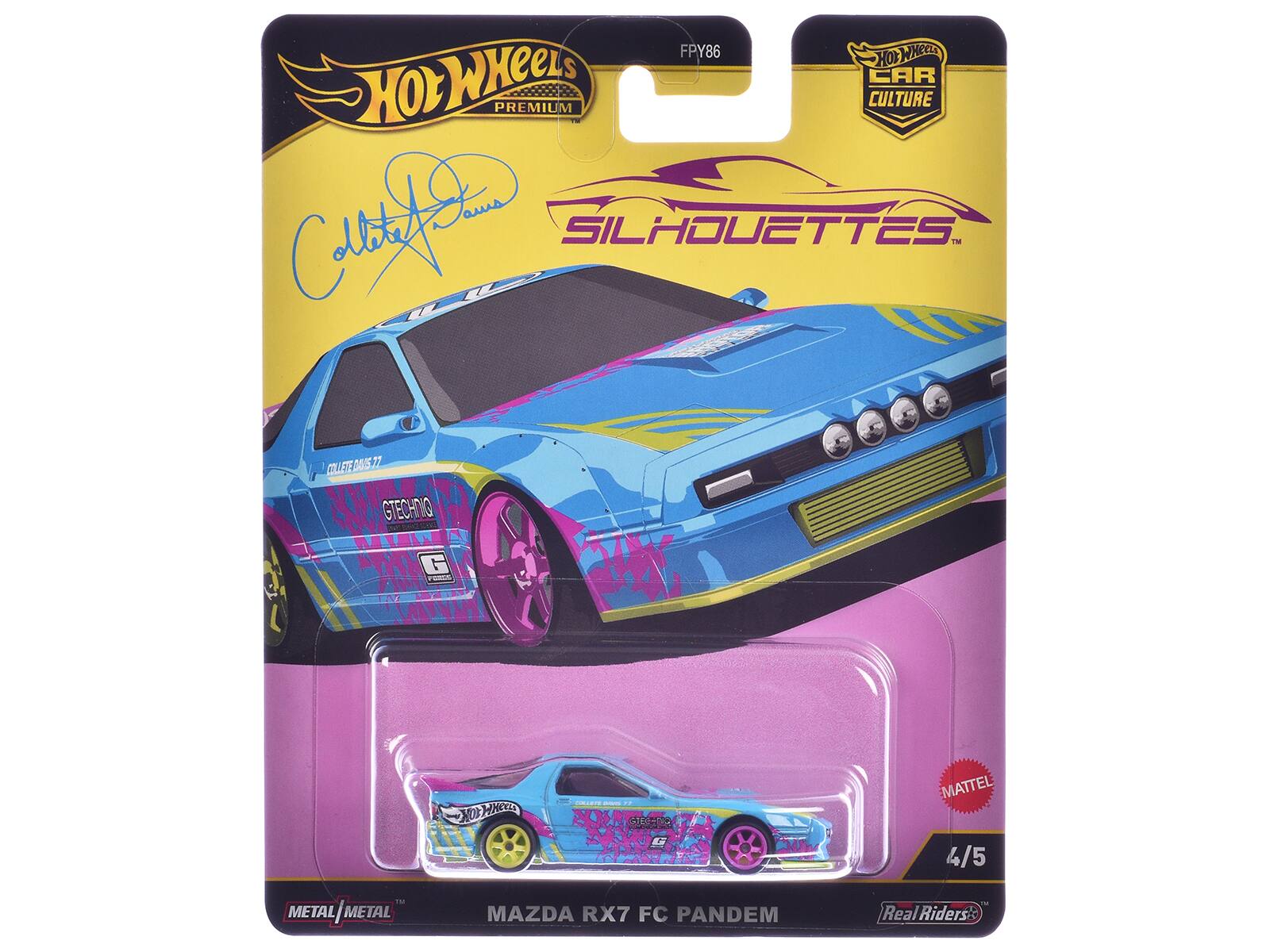 FPY86 HOT WHEELS PREMIUM CAR CULTURE SILHOUETTES IM COLLECT 045 17 GTECHNG G M XO HTA - OH K - MATTEL 4/5 ... METAL / METAL MAZDA RX7 FC PANDEM Real Riders