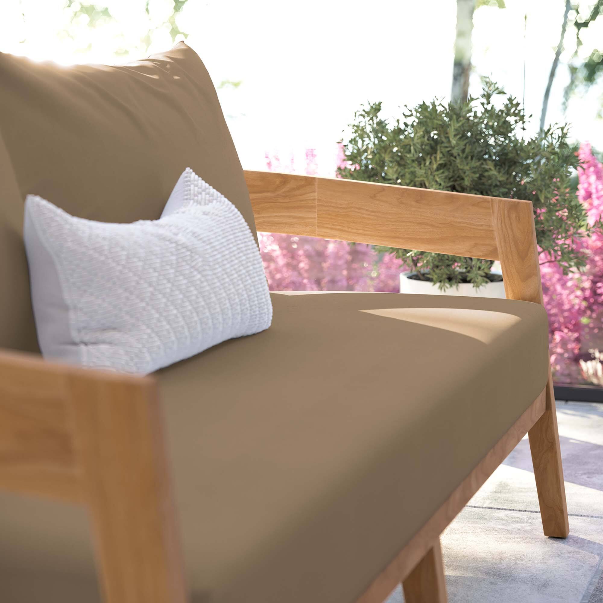 Back. Modway - Brisbane Teak Wood Outdoor Patio Loveseat by Modway - Natural Light Brown.