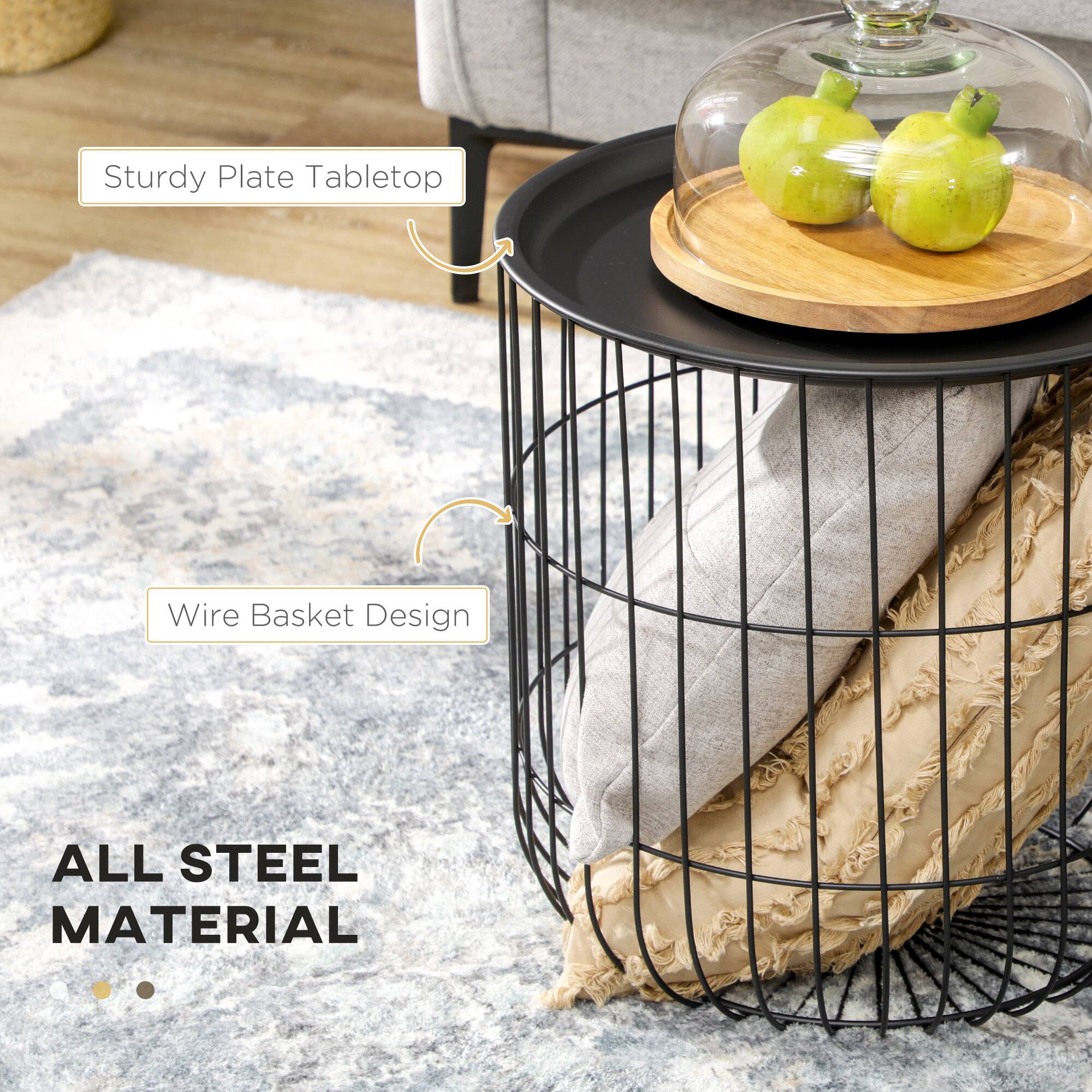 Sturdy Plate Tabletop  
Wire Basket Design  
ALL STEEL MATERIAL