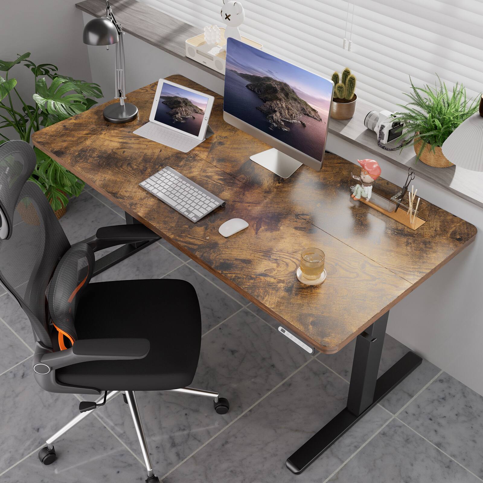 Alt View 4. GTPlayer - Electric Standing Desk 48 x 24 IN Sit Stand up Desk,Brown - Brown.