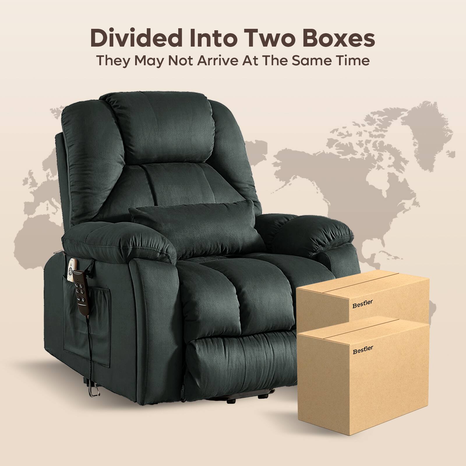 Divided Into Two Boxes  
They May Not Arrive At The Same Time  

Bestier  
Bestier