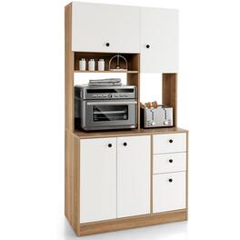 Costway - 71" Tall Kitchen Pantry Buffet Hutch Freestanding Storage Cabinet 4 Doors - White