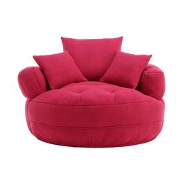 GOODSILO - Chenille Fluffy Sleeper Chair - Modern Single Sofa for Living Room, Bedroom, Lounge & Projection Room - No Assembly - Rose Red