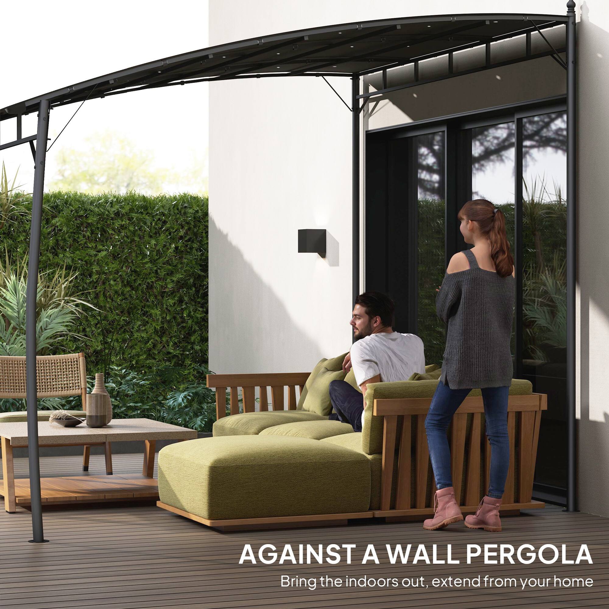 AGAINST A WALL PERGOLA  
Bring the indoors out, extend from your home