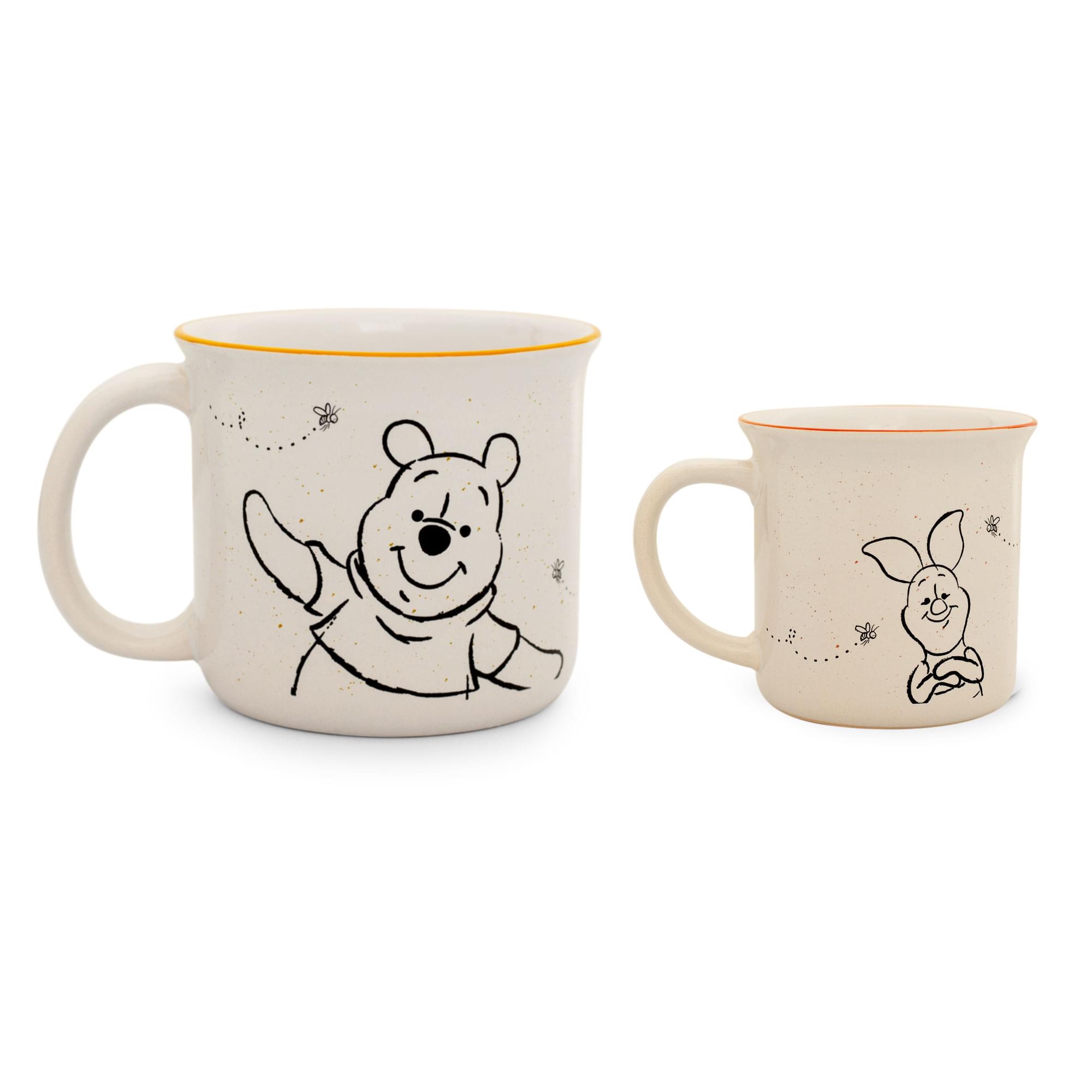 Alt View 1. Disney - Disney Winnie the Pooh and Piglet Ceramic Camper Mugs | Set of 2 - White.