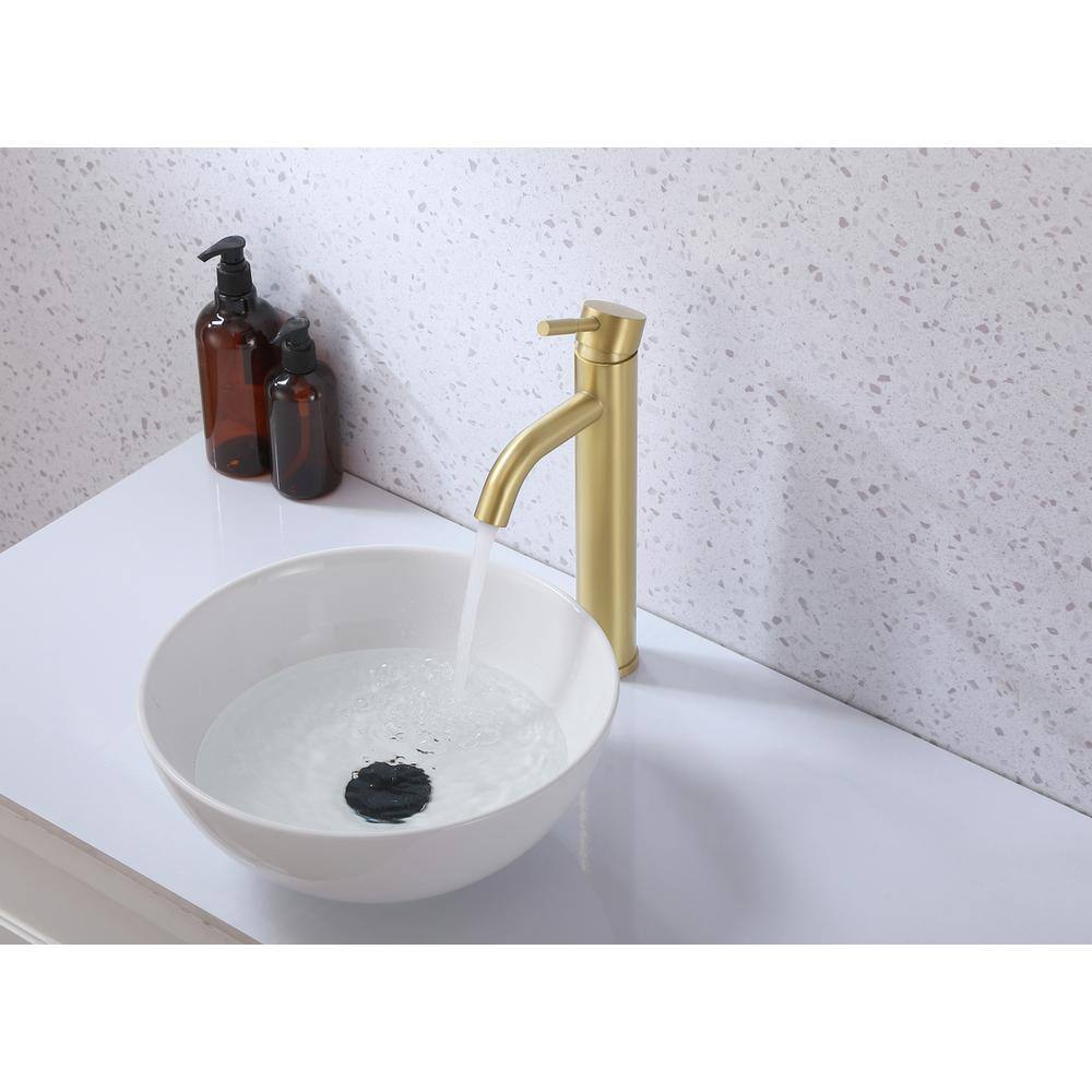 Alt View 8. Elegant Kitchen and Bath - Victor Single Hole Single Handle Bathroom Faucet in Brushed Gold - Brushed Gold.
