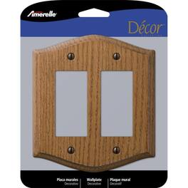 AMERELLE - Country Medium 2 gang Oak Wood Decorator Wall Plate 1 pk - Brown