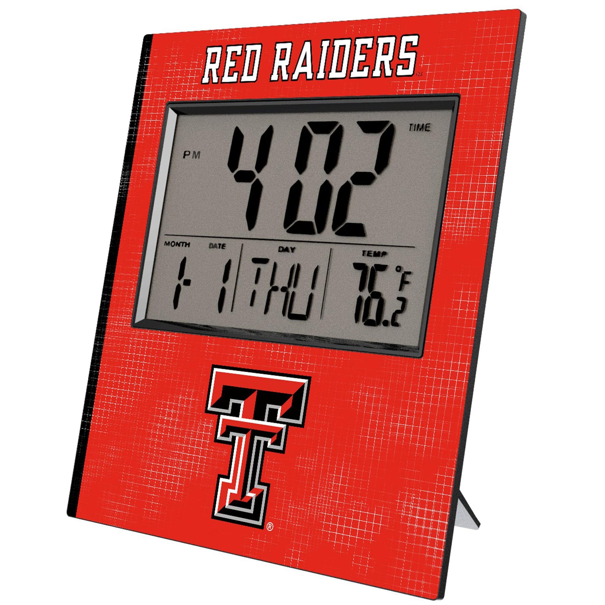 Keyscaper - Texas Tech Red Raiders Cross Hatch Digital Desk Clock - Multicolor