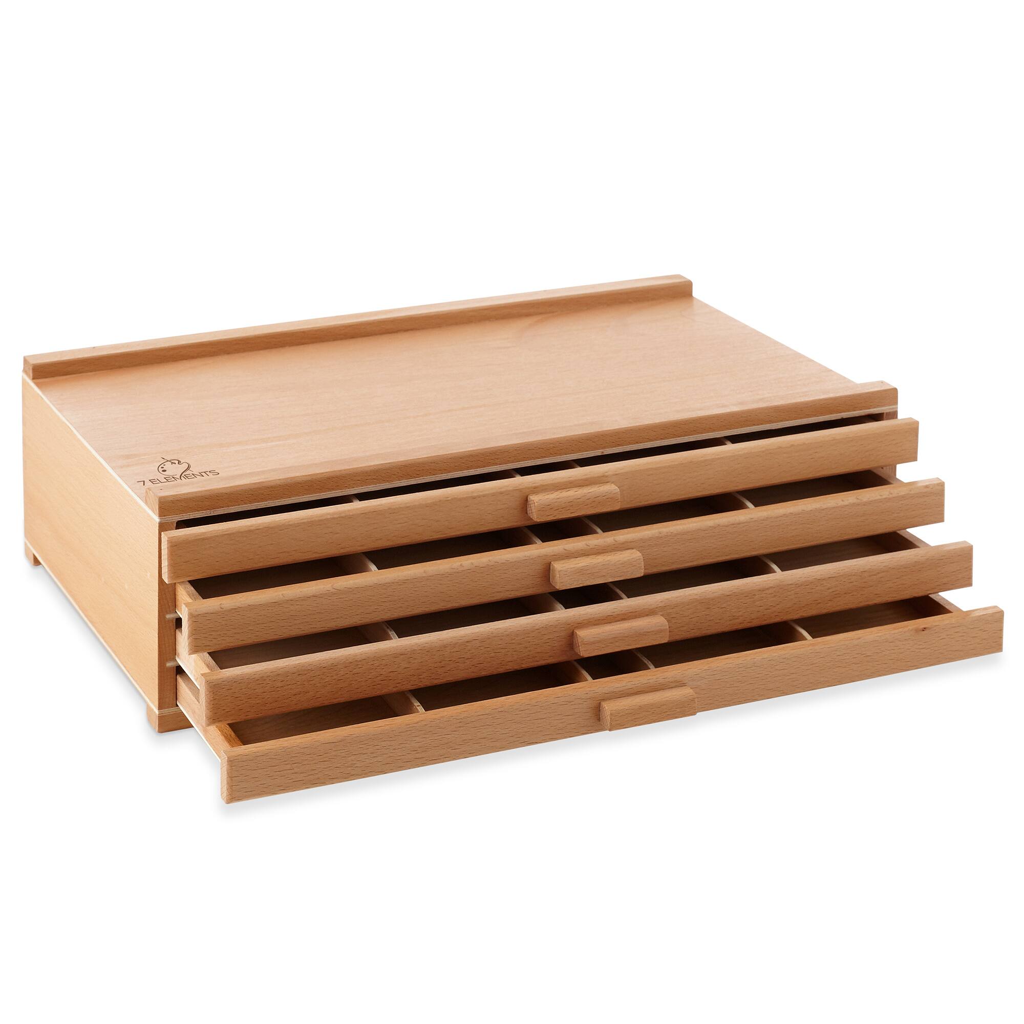 7 Elements Multi Drawer Beechwood Artist Storage Supply Box Natural ...