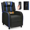 Front. Costway - Theater Style Massage Gaming Chair - Blue + Black.