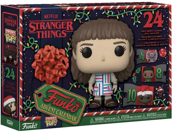 NETFLIX STRANGER THINGS STRANGER THINGS 24 PIECE ADVENT CALENDAR POCKET VINYL COLLECTION COLLECTION CALENDARIER POP! DE L'AVENT COLECCIN 24 PICES DE EN 24 VINYLE DE CALENDARIO DE ADVIENTO FIGURAS 1 4 24 8 PEO VAT TLTRU ONLCO UBDE UNPOCEN OE Funko 10 v ADVENT ADVERTENCIA: PELIGRO CE ASFIIA Funko POCKET CALENDAR Smal parts WARNING: No sutable tor chidren CHOKING HAZARO. 36 mots Petles picas ATTENTION: le cnet F as DANGER entarti d I DTOUFFEMENT de 3 - Pytes praata a akcah E d SE & N - Funk POP!