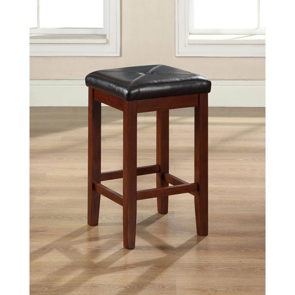 Front. Crosley Furniture - Upholstered Square Seat 2Pc Counter Height Bar Stool Set - 2 Stools - Mahogany.