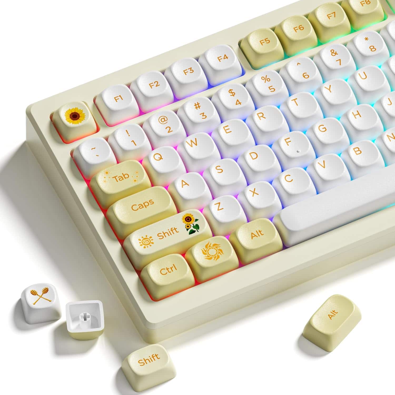 Womier - PBT Keycap Set, MOA Profile Dye-Sub Custom Keyboard Keycap for Cherry MX Switch US Layout Mechanical Keyboard - Yellow-131 Keys price history on PriceWatchPro